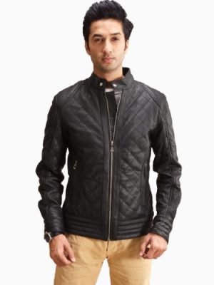 Men’s Henry Quilted Black Leather Jacket
