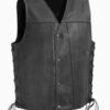 Men’s High Roller Motorcycle Black Leather Vest