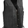 Men’s High Roller Motorcycle Black Leather Vest - Image 2