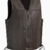Men’s High Roller Motorcycle Brown Leather Vest