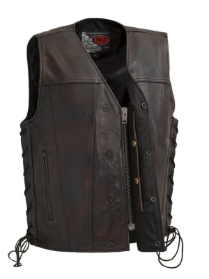 Men’s High Roller Motorcycle Brown Leather Vest
