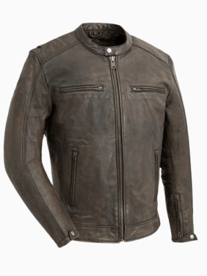 Men’s Hipster Motorcycle Distressed Brown Leather Jacket