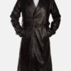 Men’s Hooligan Black Leather Trench Coat