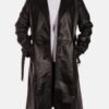 Men’s Hooligan Black Leather Trench Coat - Image 2