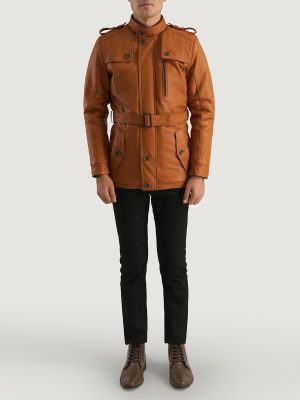 Men’s Hunter Tan Brown Fur Leather Jacket