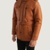 Men’s Hunter Tan Brown Fur Leather Jacket - Image 2