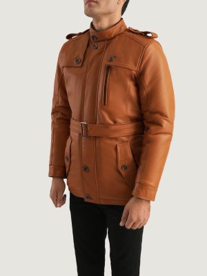 Men’s Hunter Tan Brown Fur Leather Jacket