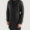 Men’s Infinity Black Leather Coat - Image 2