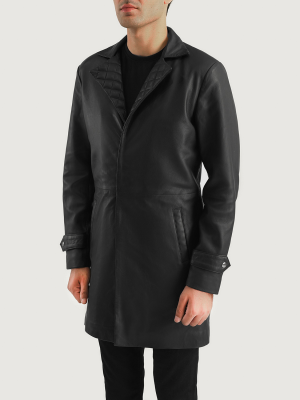 Men’s Infinity Black Leather Coat