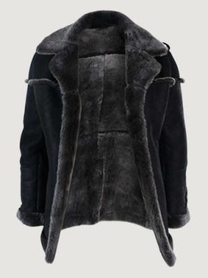 Men’s Infinity Ozzy Double Breasted Real Jacket Belted Grey Black