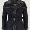 Men’s Infinity Ozzy Double Breasted Real Jacket Belted Grey Black