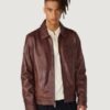Men’s Isaac Collared Brown Leather Jacket