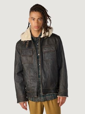 Men’s Jack Snap Collar Brown Jacket With Hood