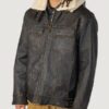 Men’s Jack Snap Collar Brown Jacket With Hood - Image 2