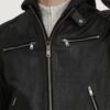 Men’s Jason Vintage Black Hooded Leather Jacket - Image 2