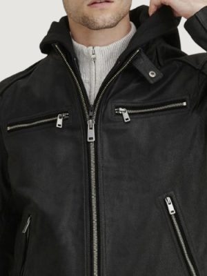 Men’s Jason Vintage Black Hooded Leather Jacket