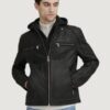 Men’s Jason Vintage Black Hooded Leather Jacket