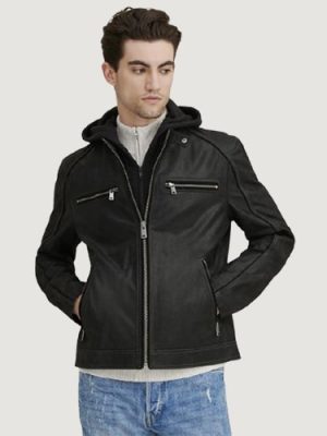 Men’s Jason Vintage Black Hooded Leather Jacket