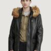 Men’s Jasper Black Leather Parka