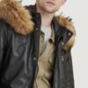 Men’s Jasper Black Leather Parka - Image 2