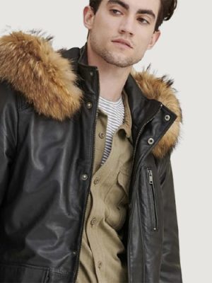 Men’s Jasper Black Leather Parka
