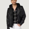 Men’s Jaxson Hooded Black Moto Jacket