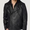 Men’s Jaxson Hooded Black Moto Jacket - Image 2