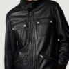 Men’s Joe Black Leather Moto With Sherpa Collar - Image 2