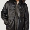 Men’s Joshua Shearling Black Jacket With Removable Hood - Image 2