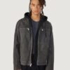 Men’s Jake Hooded Black Leather Jacket