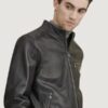 Men’s Leather Black Jacket With Zipper Pockets - Image 2
