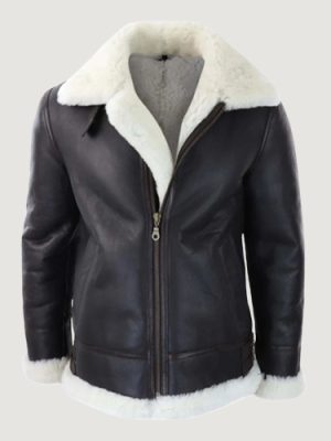 Men’s Leather Hood Black Jacket Aviator Flying Pilot