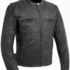 Men’s Turbine Motorcycle Perforated Black Leather Jacket