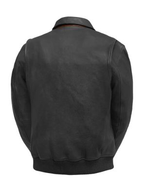 Men’s Leather Jacket Black Moto Bomber