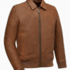 Men’s Leather Jacket Brown Moto Bomber