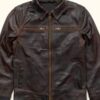 Men’s Legacy Brown Leather Biker Jacket - Image 2