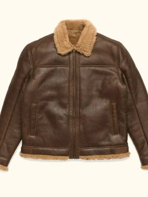 Men’s Shearling Leather Brown Bomber Jacket