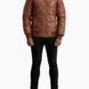 Men’s Lucas Brown Leather Puffer Bomber Jacket