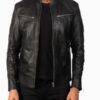 Men’s Mack Black Leather Biker Jacket - Image 2
