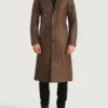 Men’s Mateo Brown Leather Single Breasted Coat