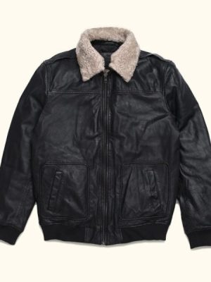 Men’s Maverick Leather Black Bomber Jacket