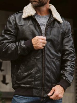 Men’s Maverick Leather Black Bomber Jacket