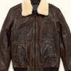 Men’s Maverick Leather Brown Bomber Jacket - Image 2