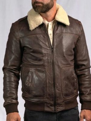 Men’s Maverick Leather Brown Bomber Jacket