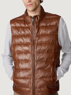 Men’s Max Distressed Brown Leather Vest