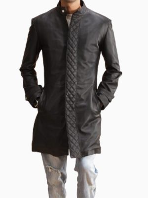 Men’s Midlander Quilted Black Leather Coat
