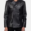 Men’s Mr Bailey Black Leather Naval Peacoat