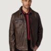 Men’s Nathan Genuine Brown Leather Shirt Jacket