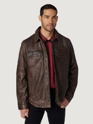 Men’s Nathan Genuine Brown Leather Shirt Jacket