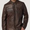 Men’s Nathan Genuine Brown Leather Shirt Jacket - Image 2